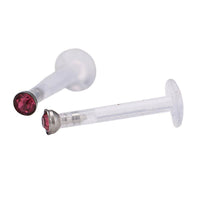 Load image into Gallery viewer, Labret modisches Piercing aus Acryl mit rosa Stein Edelstahl - chic-net.de
