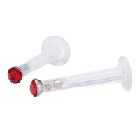 Load image into Gallery viewer, Labret modisches Piercing aus Acryl mit rotem Stein Edelstahl - chic-net.de
