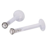 Load image into Gallery viewer, Labret modisches Piercing aus Acryl mit weißem Stein Edelstahl - chic-net.de
