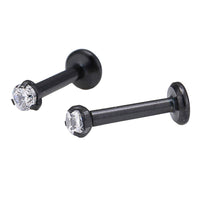 Load image into Gallery viewer, Labret modisches Piercing aus Edelstahl in schwarz weißer Mini Zirkonia Stein - chic-net.de
