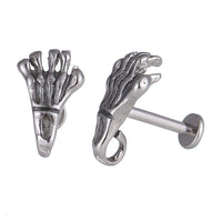 Load image into Gallery viewer, Labret modisches Piercing aus Edelstahl in silber mit Skelett Hand - chic-net.de
