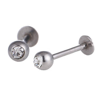 Load image into Gallery viewer, Labret modisches Piercing aus Edelstahl in silberner Farbe weißer  Stein - chic-net.de
