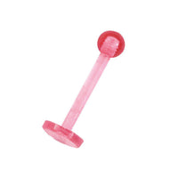 Cargar imagen en el visor de la galería, Labret modisches Piercing aus flexiblem Kunststoff in Pink leicht transparent mit Kugel - chic-net.de
