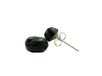 Load image into Gallery viewer, Lavasteinohrstecker, oval, 6mm schwarz porös - chic-net.de

