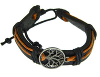 Load image into Gallery viewer, Leder Armband braun breit Brass Button verstellbar - chic-net.de
