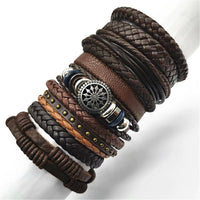 Load image into Gallery viewer, Leder Armband braun breit Brass Button verstellbar - chic-net.de
