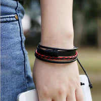 Load image into Gallery viewer, Leder Armband mehrreihig geflochten umwickelt verstellbar - chic-net.de
