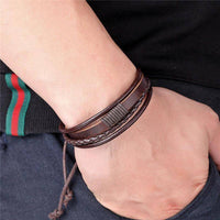 Load image into Gallery viewer, Leder Armband mehrreihig geflochten umwickelt verstellbar - chic-net.de
