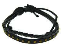 Load image into Gallery viewer, Leder Armband verstellbar geflochten Brass Nieten - chic-net.de
