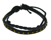 Load image into Gallery viewer, Leder Armband verstellbar geflochten Brass Nieten - chic-net.de
