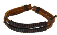 Load image into Gallery viewer, Leder Armband zweilagig verstellbar umwickelt Schnur - chic-net.de
