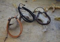 Load image into Gallery viewer, Lederarmband 2 Leder Bänder Baumwolle verstellbar - chic-net.de
