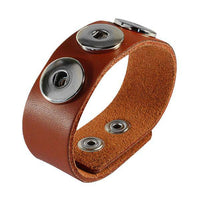 Load image into Gallery viewer, Lederarmband braun Buttons für Chunks Leder Schmuck Druckknöpfe Armbänder - chic-net.de
