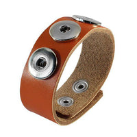 Load image into Gallery viewer, Lederarmband hellbraun Buttons für Chunks Leder Schmuck Druckknöpfe Armbänder - chic-net.de
