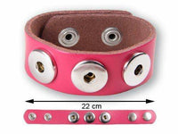 Load image into Gallery viewer, Lederarmband mit Buttons für Chunks Leder Armband Unisex Schmuck Druckknöpfe Armbänder pink - chic-net.de
