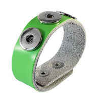 Load image into Gallery viewer, Lederarmband mit Buttons für Chunks Leder Armband Unisex Schmuck Knöpfe Armbänder grün - chic-net.de
