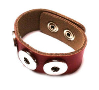 Load image into Gallery viewer, Lederarmband rotbraun Buttons für Chunks Leder Schmuck Druckknöpfe Armbänder - chic-net.de
