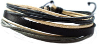 Load image into Gallery viewer, Lederarmband Schnüre schwarz grün beige verstellbar Armband Leder breit unisex nickelfrei - chic-net.de
