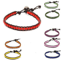 Load image into Gallery viewer, Lederarmbänder Achat gefärbt Perlen bunt Armband Leder verstellbar unisex - chic-net.de
