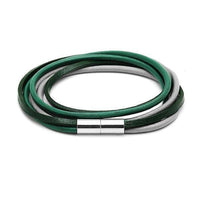 Load image into Gallery viewer, Lederarmbänder eckig rund Bänder Armband Leder dreifach mehrfarbig Magnetverschluss unisex - chic-net.de
