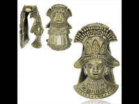 Cargar imagen en el visor de la galería, Lobe Ohr Piercing Ohrgewicht gold antik 18mm Maya Häuptling oxidiert Messing 47,6g - chic-net.de
