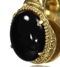 Cargar imagen en el visor de la galería, Lobe Piercing Ohrgewicht Brass gold Onyx Bogen 26g - chic-net.de
