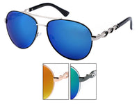 Cargar imagen en el visor de la galería, LOOX Sonnenbrille Pilotenbrille 400UV Zierbügel verspiegelt - Modell Long Beach - chic-net.de
