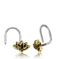 Load image into Gallery viewer, Nostril Piercing Messing Nasenstecker Screw Ende Bioflex 0,8 mm golden Steine - chic-net.de
