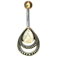 Load image into Gallery viewer, Bauchnabelpiercing Edelstahl Brass Doppelträne Inlay - chic-net.de
