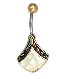 Load image into Gallery viewer, Bauchnabelpiercing Edelstahl Brass Raute Inlay - chic-net.de
