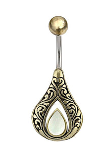 Load image into Gallery viewer, Bauchnabelpiercing Edelstahl Brass Tropfen Inlay - chic-net.de
