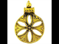 Load image into Gallery viewer, Messing Anhänger rund Mandeln Zacken Blume antik golden Kette Tribal nickelfrei Brass Schmuck - chic-net.de
