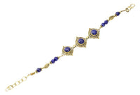 Load image into Gallery viewer, Messing Armband golden Mandel rund Punkte Blatt Lapis 17-19,5 cm Perlen - chic-net.de
