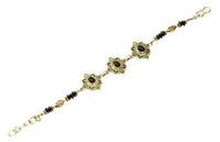 Load image into Gallery viewer, Messing Armband golden oval Raute Herzen Bögen Onyx 18-20,5 cm Scheiben - chic-net.de
