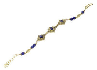 Load image into Gallery viewer, Messing Armband golden oval Raute Herzen Punkte Lapis Blatt rund 17,5-20 cm Perlen - chic-net.de
