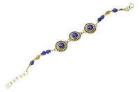 Load image into Gallery viewer, Messing Armband golden rund Dreiecke Blatt Lapis 17,5-21 cm Perlen - chic-net.de
