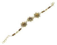 Load image into Gallery viewer, Messing Armband golden Tropfen Blumen Tigerauge Blatt rund 18-20,5 cm Perlen - chic-net.de
