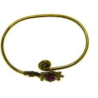 Load image into Gallery viewer, Messing Armreif antik gold Rubin pink Kugeln Blume - chic-net.de
