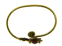 Load image into Gallery viewer, Messing Armreif antik gold Rubin pink Kugeln Blume - chic-net.de
