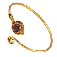 Load image into Gallery viewer, Messing Armreif antik golden Lapis rund Kugeln verstellbar - chic-net.de
