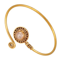 Load image into Gallery viewer, Messing Armreif antik golden Mondstein weiß grau Spirale verstellbar antik Tribal Schmuck - chic-net.de
