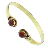 Cargar imagen en el visor de la galería, Messing Armreif golden Karneol rund Blume Zopfrand nickelfrei verstellbar antik Tribal Schmuck - chic-net.de
