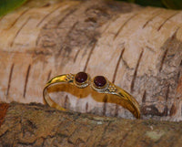 Cargar imagen en el visor de la galería, Messing Armreif golden Karneol rund Blume Zopfrand nickelfrei verstellbar antik Tribal Schmuck - chic-net.de
