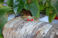 Cargar imagen en el visor de la galería, Messing Armreif golden rot Jaspis rund acht Zopfrand nickelfrei verstellbar antik Tribal Schmuck - chic-net.de
