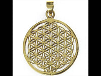 Load image into Gallery viewer, Messing Brass Anhänger Blume des Lebens antik gold silber Kette flower of life - chic-net.de
