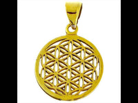 Load image into Gallery viewer, Messing Brass Anhänger Blume des Lebens antik gold silber Kette flower of life - chic-net.de
