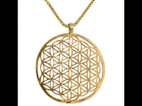 Load image into Gallery viewer, Messing Brass Anhänger Blume des Lebens antik gold silber Kette flower of life - chic-net.de
