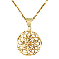 Load image into Gallery viewer, Messing Brass Anhänger Blume des Lebens antik gold silber Kette flower of life - chic-net.de
