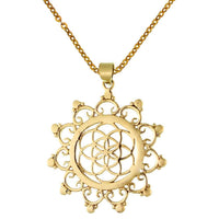 Load image into Gallery viewer, Messing Brass Anhänger Blume des Lebens antik gold silber Kette flower of life - chic-net.de
