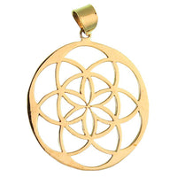 Load image into Gallery viewer, Messing Brass Anhänger Blume des Lebens antik gold silber Kette flower of life - chic-net.de
